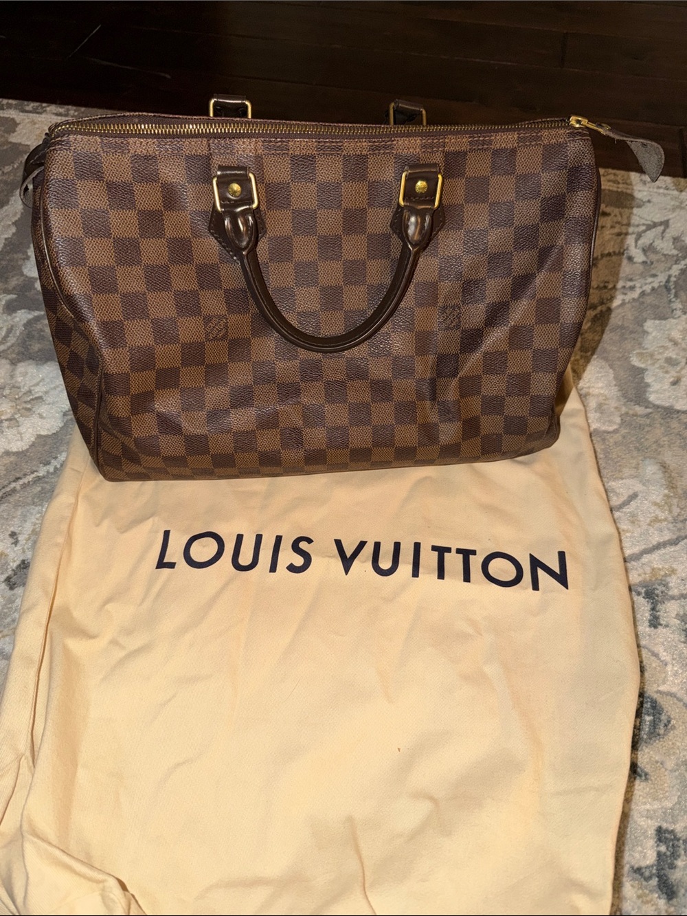 Louis Vuitton Brown Damier Ebene Speedy-style Tote